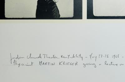 Bernar VENET - Physicist Martin Krieger giving a lecture on : Neutron Emission from Muon Capture in Ca40, 1968 - Lithographie signée au crayon 2