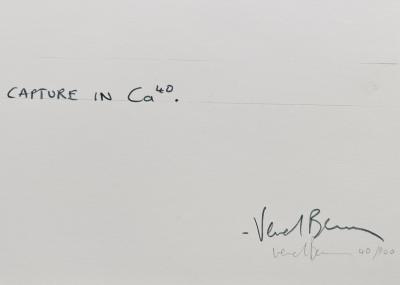 Bernar VENET - Physicist Martin Krieger giving a lecture on : Neutron Emission from Muon Capture in Ca40, 1968 - Lithographie signée au crayon 2