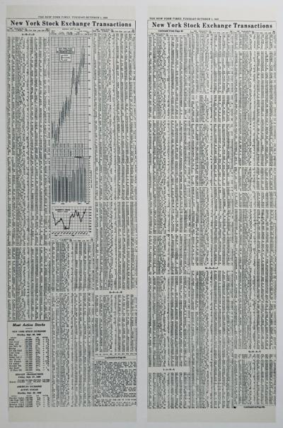 Bernar VENET - New York Stock Exchange Transactions, October 1, 1968, 1968 - Lithographie signée au crayon 2