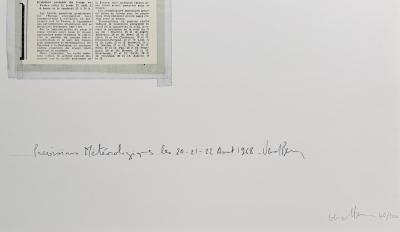 Bernar VENET - Prévisions Météorologiques les 20-21-22 Août 1968, 1968 - Lithographie signée au crayon 2