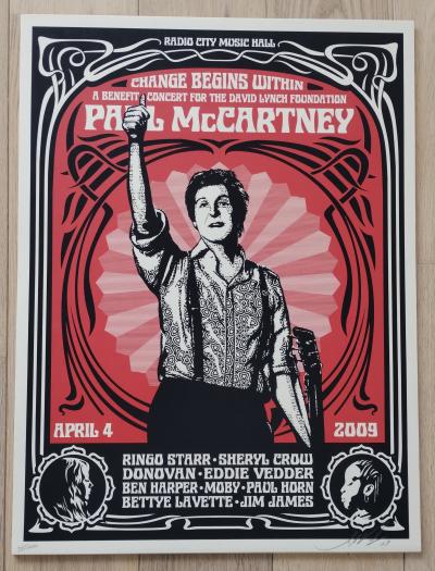Shepard FAIREY (Obey) - Paul McCartney Change Begins (Red) 2009 - Sérigraphie signée et numérotée 2