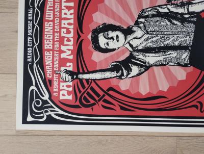 Shepard FAIREY (Obey) - Paul McCartney Change Begins (Red) 2009 - Sérigraphie signée et numérotée 2