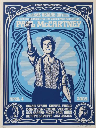Shepard FAIREY (Obey) - Paul McCartney Change Begins (Blue) 2009 - Sérigraphie signée et numérotée 2