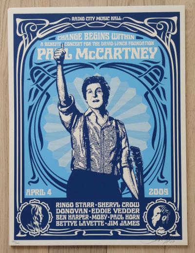 Shepard FAIREY (Obey) - Paul McCartney Change Begins (Blue) 2009 - Sérigraphie signée et numérotée 2