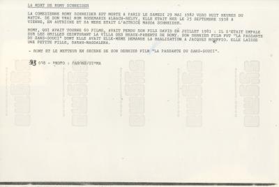 Walter Carone - Romy Schneider, 1982 - Tirage argentique RC 2