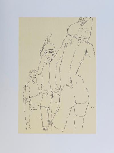 Egon SCHIELE - Self-portrait in the mirror, 1910 - Lithograph signed in stone 2