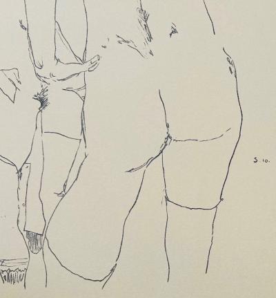Egon SCHIELE - Self-portrait in the mirror, 1910 - Lithograph signed in stone 2