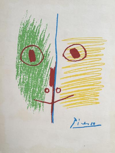 Pablo Picasso - Visage - Lithographie signée dans la planche