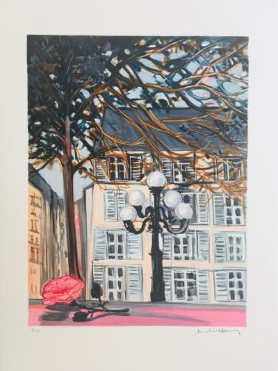 MICHEL-HENRY - La place du Furstenberg, Paris, 2000 - Lithographie originale signée au crayon 2