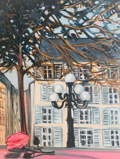 MICHEL-HENRY - La place du Furstenberg, Paris, 2000 - Lithographie originale signée au crayon 2