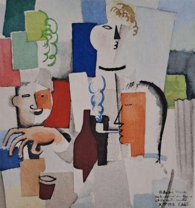 Roger de la FRESNAYE (d'après) - Déjeuner entre amis, la Madelon, 1949 - Lithographie signée 2