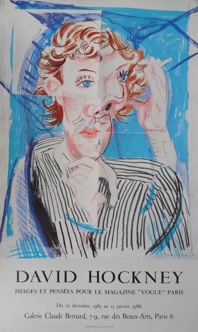 David HOCKNEY : Portrait cubiste, Vogue - Affiche originale en couleurs 2