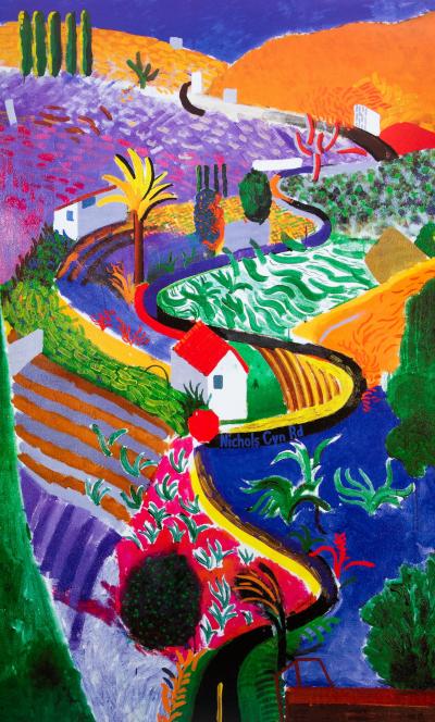 David HOCKNEY : Nichols Canyon - Affiche originale en couleurs 2
