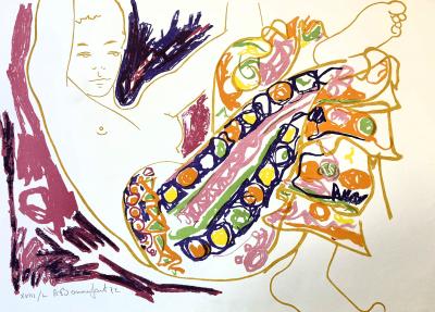 絵画 lithographie originale d'Alain Bonnefoit Alain Bonnefoit lithographie nu féminin - Décoration