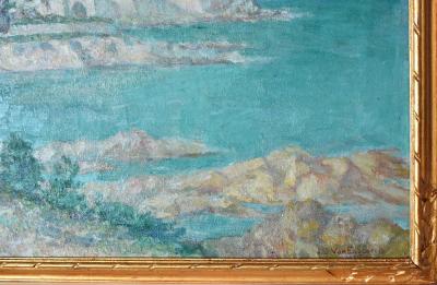 Édouard Van Esbroeck (1869–1949) – Peintre belge - Huile sur toile datée 1927 – Vue marine 2