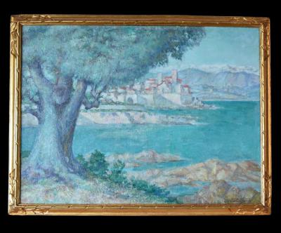Édouard Van Esbroeck (1869–1949) – Peintre belge - Huile sur toile datée 1927 – Vue marine 2