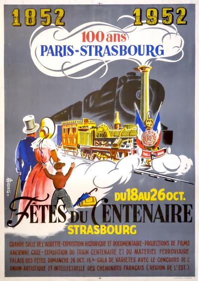 Jean Meyer, 100 years Paris-Strasbourg, poster, 1952 2