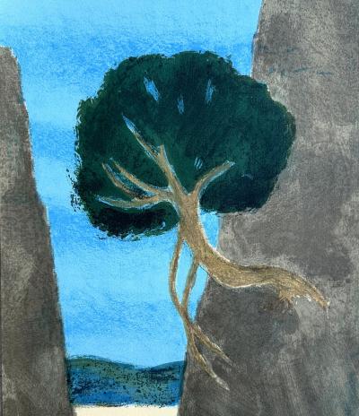 Cathelin - Paysage au laurier - Lithographie originale signée crayon 2