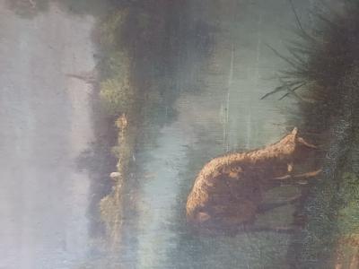 Antonio Cortes - les chevaux de halage - Huile sur toile encadré 2