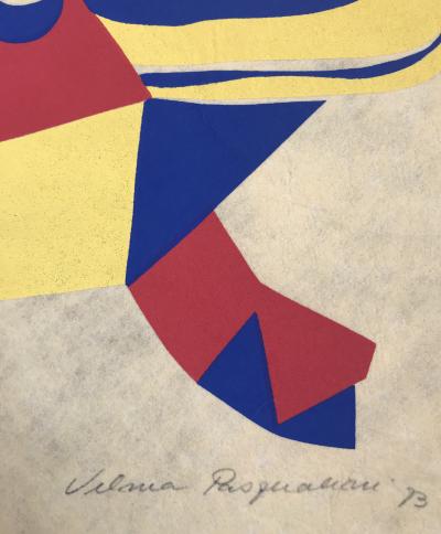 Vilma PASQUALINI - Composition au chapeau, 1973 - Gravure sur papier coton signée à la main. 2