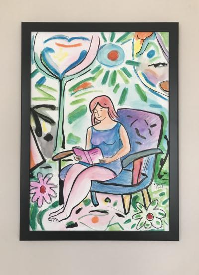 Bernard ROLLAND - La liseuse,2020 - Encre et aquarelle signée 2