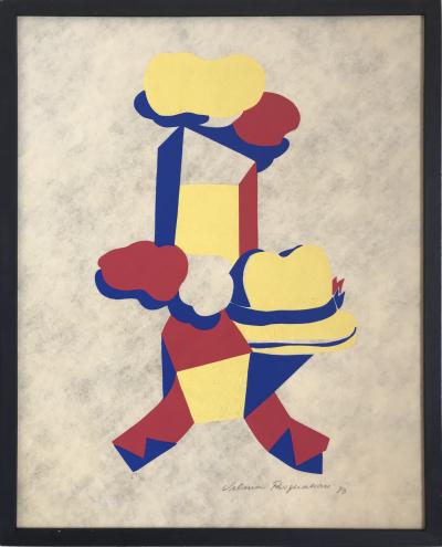 Vilma PASQUALINI - Composition au chapeau, 1973 - Gravure sur papier coton signée à la main. 2