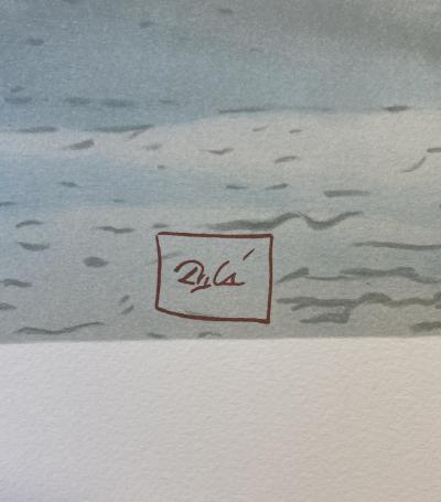 Salvador DALI -  La barque du nocher , lithographie signée dans la planche 2