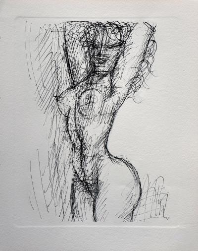 Marcel GROMAIRE : Modèle nu bras levés , Gravure, 1952 2