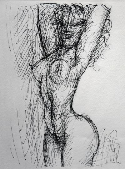 Marcel GROMAIRE : Modèle nu bras levés , Gravure, 1952 2