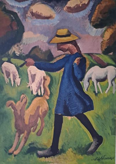 Roger de la FRESNAYE (d’après) - La gardeuse de moutons - Lithographie signée 2