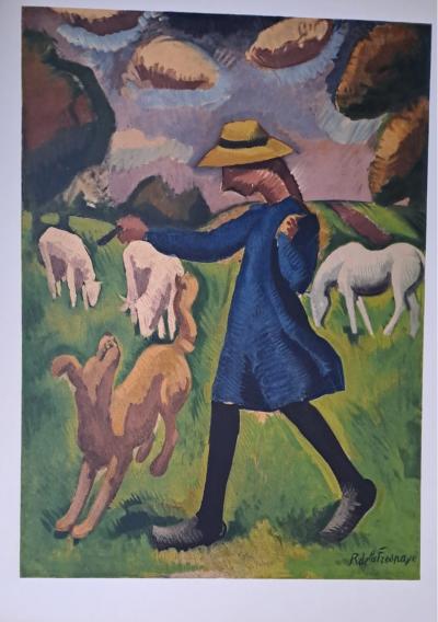 Roger de la FRESNAYE (d’après) - La gardeuse de moutons - Lithographie signée 2
