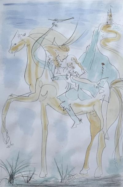 Salvador DALI - Le couple à cheval - Gravure originale signée au crayon 2