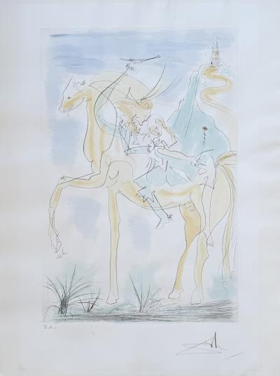 Salvador Dalí – Das Paar zu Pferd – Original-Radierung, signiert in Bleistift