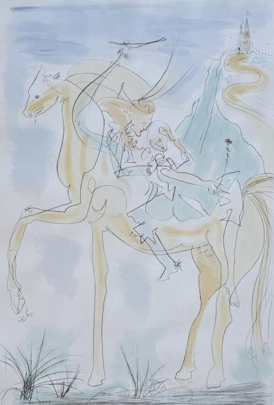 Salvador DALI - Le couple à cheval - Gravure originale signée au crayon 2