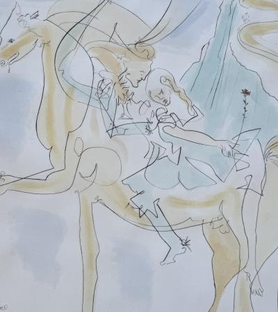 Salvador DALI - Le couple à cheval - Gravure originale signée au crayon 2