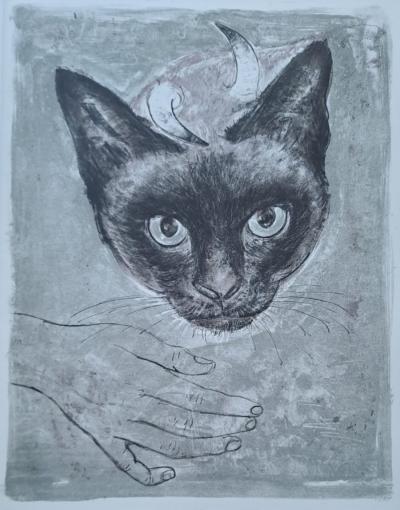 Jacques Birr - Le chat à cornes - Lithographie originale 2