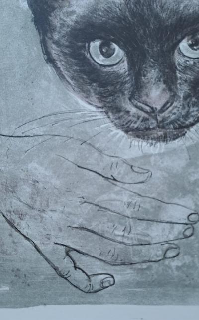 Jacques Birr - Le chat à cornes - Lithographie originale 2