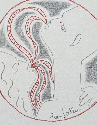 Jean COCTEAU - Couple de faune - Lithographie signée dans la planche 2