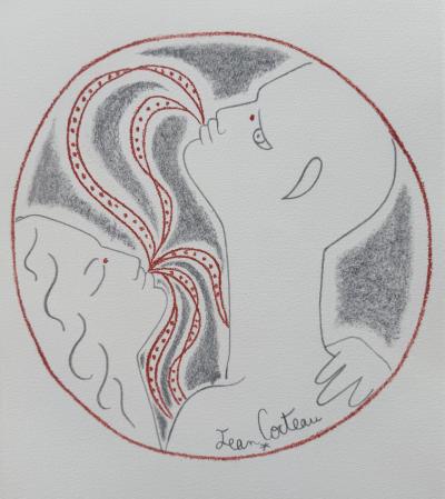 Jean COCTEAU - Couple de faune - Lithographie signée dans la planche 2