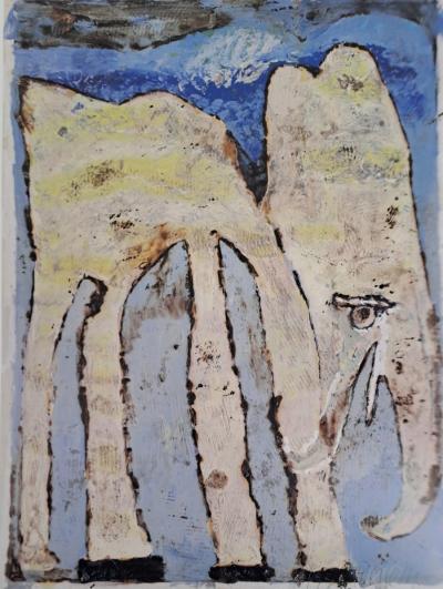 Jean-Pierre Pincemin (d’après) - Éléphant  - Impression d’art signée 2