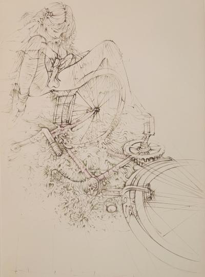 Hans BELLMER -  Fillette à vélo - 1972 - Gravure 2