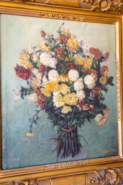 JST huile sur toile , bouquet de fleurs signée JST;datée 1887 2