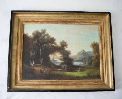 École française du 19é - fêtes galantes dans un parc - paire d’huile sur toile 2