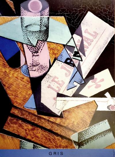 Juan Gris (d’après), Verre et Journal, affiche Centre Pompidou, 1985 2