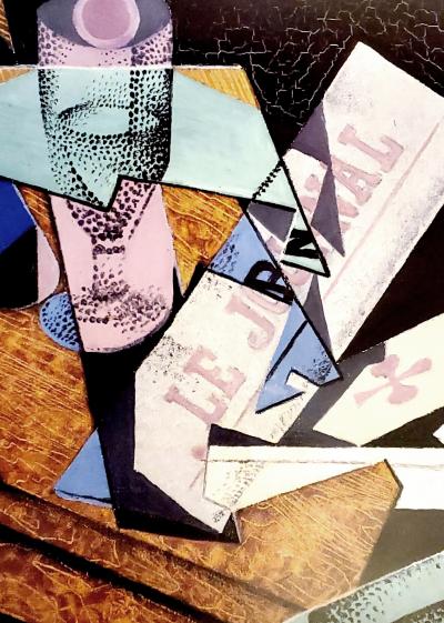 Juan Gris (d’après), Verre et Journal, affiche Centre Pompidou, 1985 2