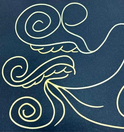 KLG - Colombe étoile bleue - 2020 - Technique mixte sur papier - Signée 2