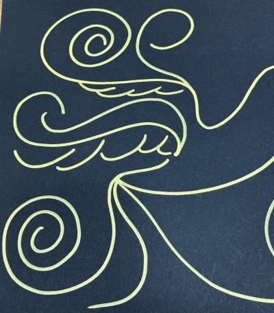 KLG - Colombe étoile dorée - 2020 - Technique mixte sur papier - Signée 2