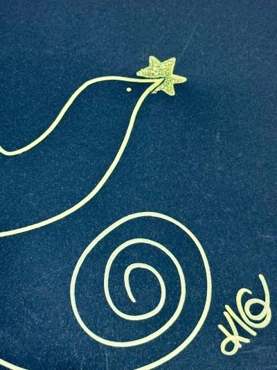 KLG - Colombe étoile dorée - 2020 - Technique mixte sur papier - Signée 2