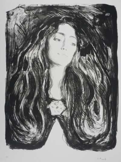 Edvard MUNCH : Broche, Eva Mudocci, Lithographie signée 2