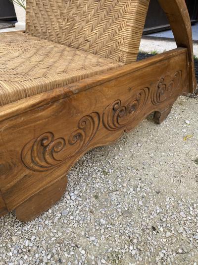 Art Déco - paire de fauteuils coloniaux - moelle de rotin et teck 2